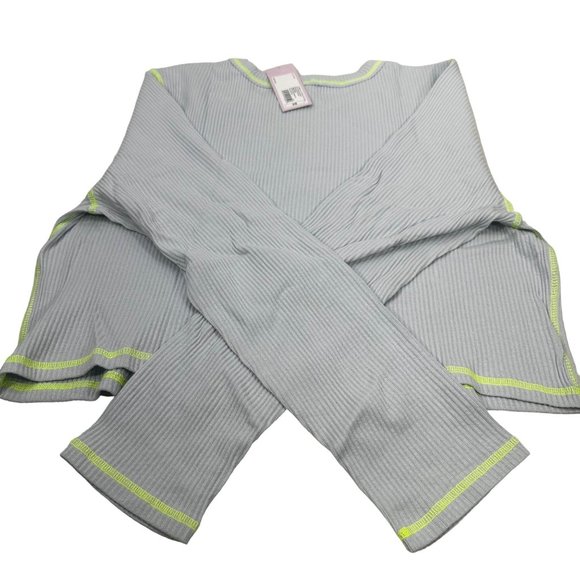 Wild Fable Women's Size 2X Long Sleeve Slim Fit Baby Ribbed Tee Shirt Blue New - Picture 2 of 13